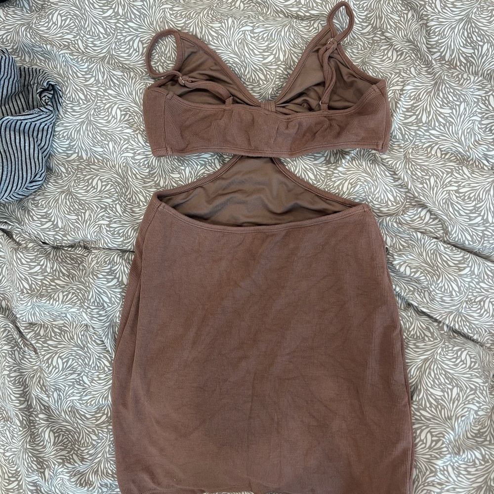 Brown Cut-Out Mini Dress - Picture 4 of 5